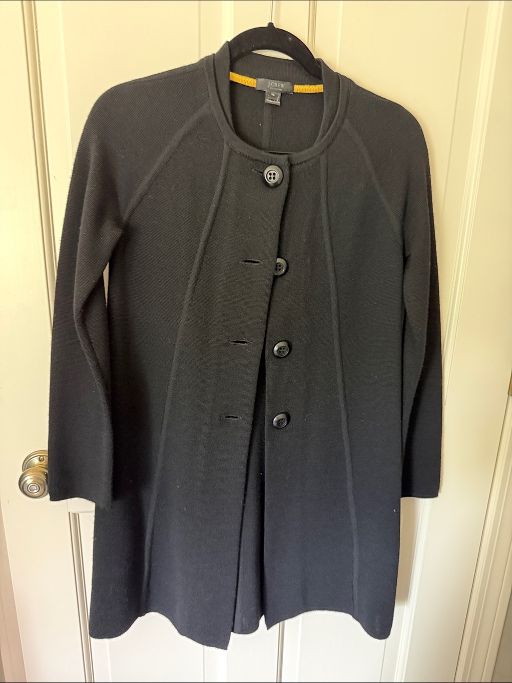 J. Crew Black Button-Front Knit Coatigan